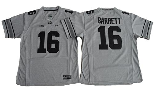 Buckeyes #16 J. T. Barrett Gridion Grey II Women's Stitched NCAA Jersey